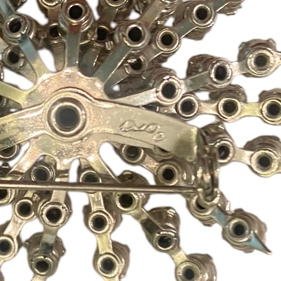 Vintage Coro clear rhinestone crystal starburst brooch marked - Picture 6 of 7